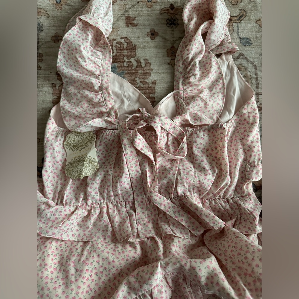 NWT Altar’d State Willa Floral Dress Ivory Pink Medium - Picture 7 of 7